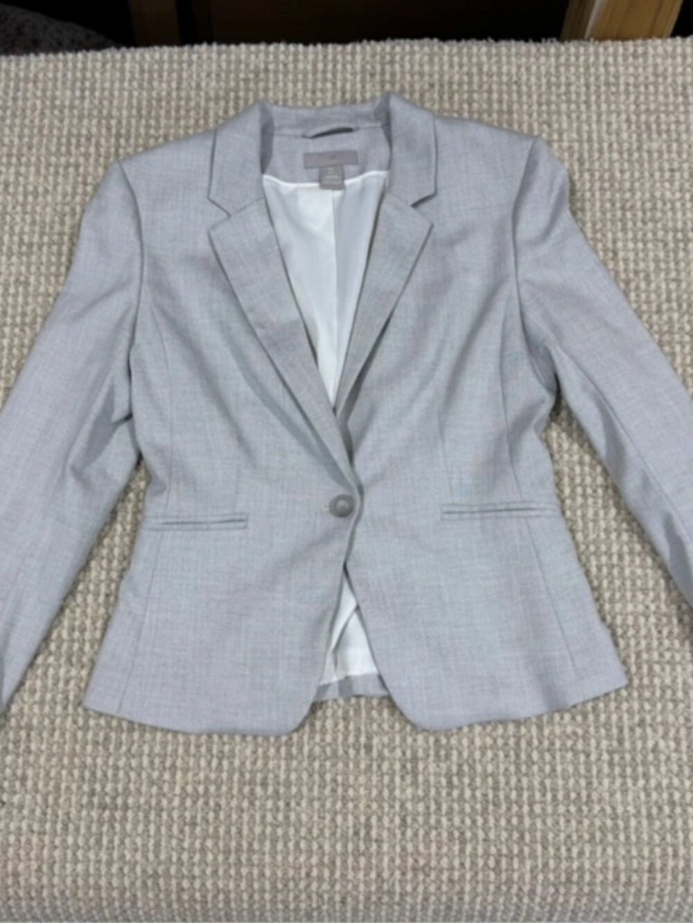 H&M One Button Structured Blazer Jacket Women’s Size Small Light Grey NEW